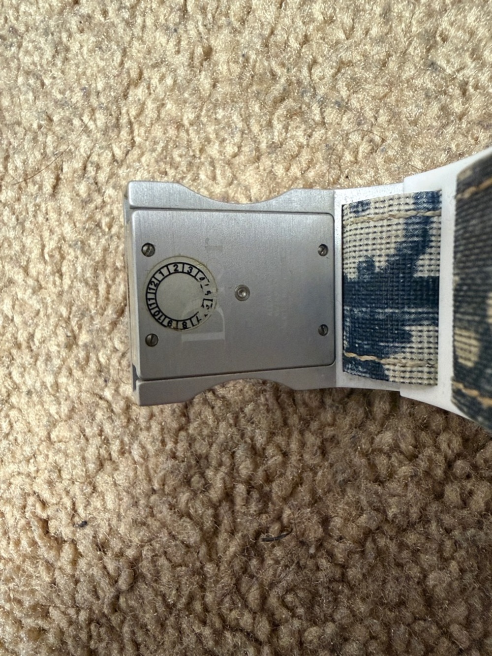 Dior Stainless Rectangular Watch with Blue & Cream Fabric Strap - Picture 5 of 6